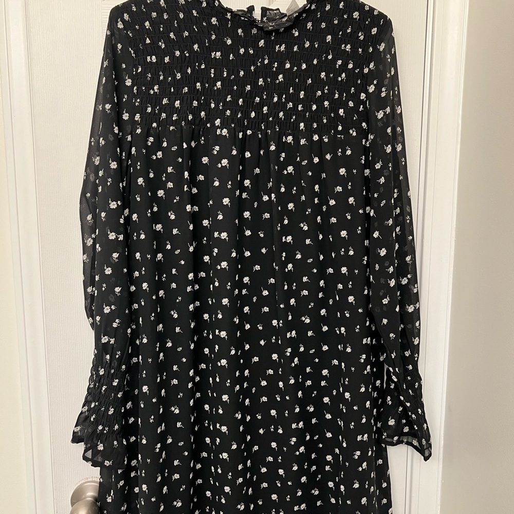 Black Floral Long Sleeve Dress